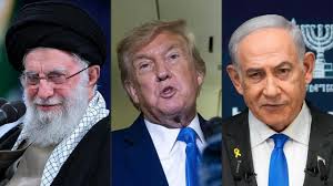 Donald Trump, Alí Jamenei y Benjamín Netanyahu